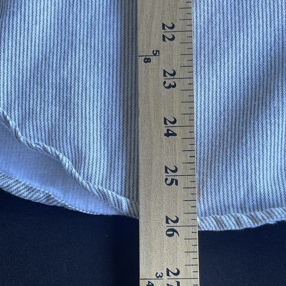 Vintage Bill Blass Womens Button Up Shirt Large Cotton Brown Striped Embroidered - Picture 10 of 10